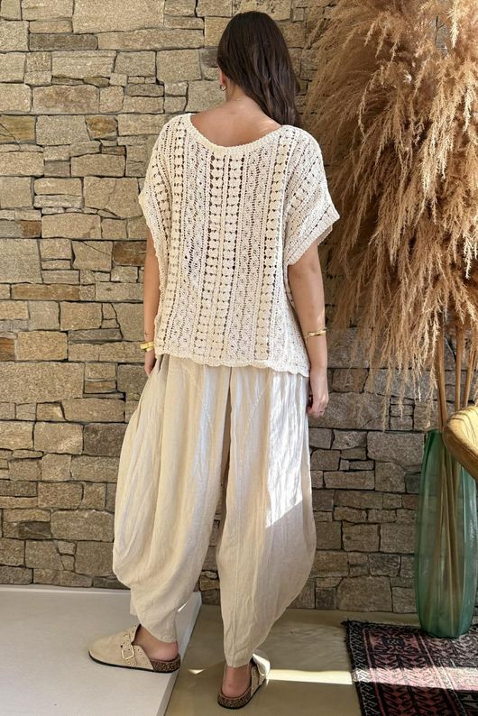 Destino Crochet Tank Top Stone